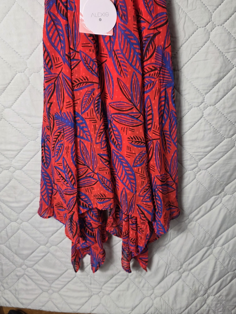 NWT Alexis + Target Tropical Leaf Print Red Chiffon Dress Sz XS Vibrant red - Picture 13 of 13